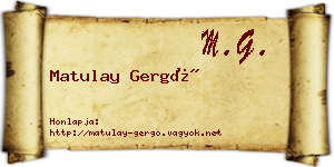 Matulay Gergő névjegykártya